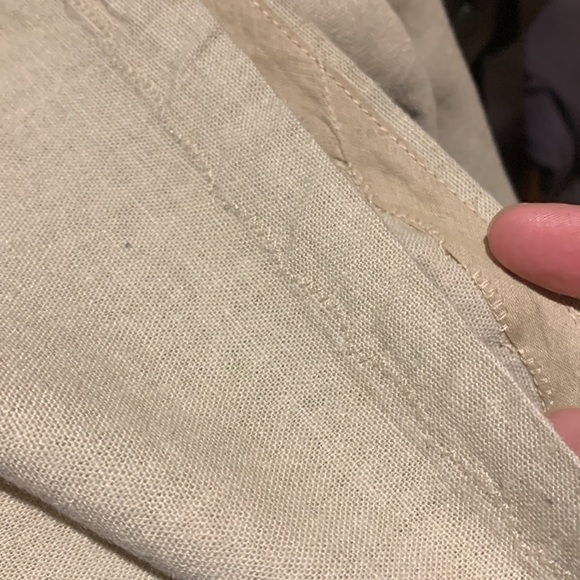 REITMANS Tan Coastal Pant Straight Wide Leg Linen Blend Minimalist Trousers 15 - Picture 10 of 11